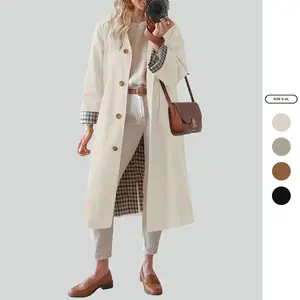 Imily Bela Women's Long Single Breasted Oversized Windproof Trench Coat, Fashion Outerwear for Women
