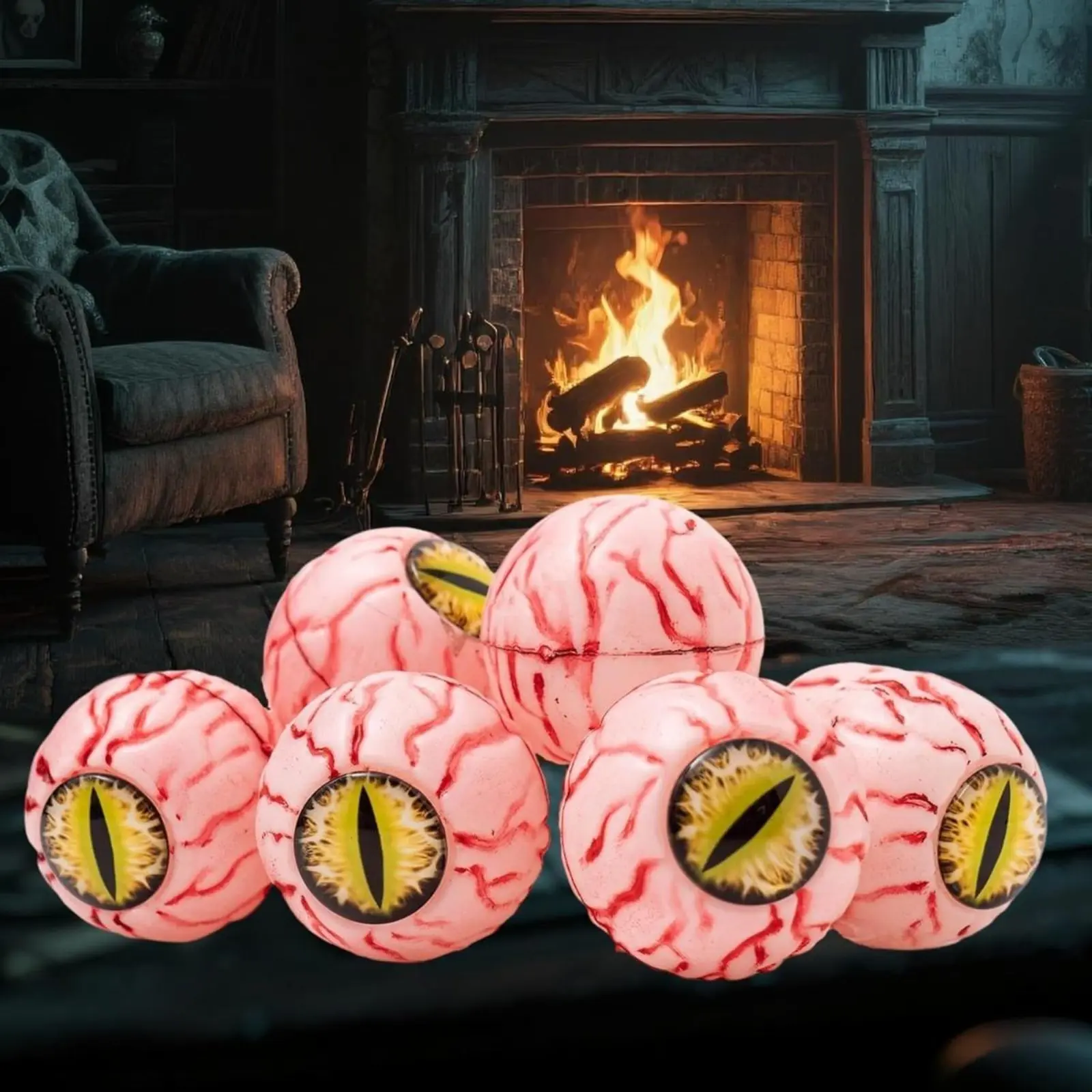 10 Pcs Halloween Eyeball Ornaments Set Spooky Fake Blood shot Eye Decor Scary Hanging Tabletop Props for Home Classroom Haunted House (Red, 10 Pcs)