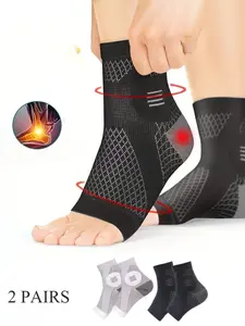 2 Pairs Ankle Support Socks, Unisex and, Arch and Ankle Compression, Open-Toe Design, Elastic Foot Orthotics, All Seasons