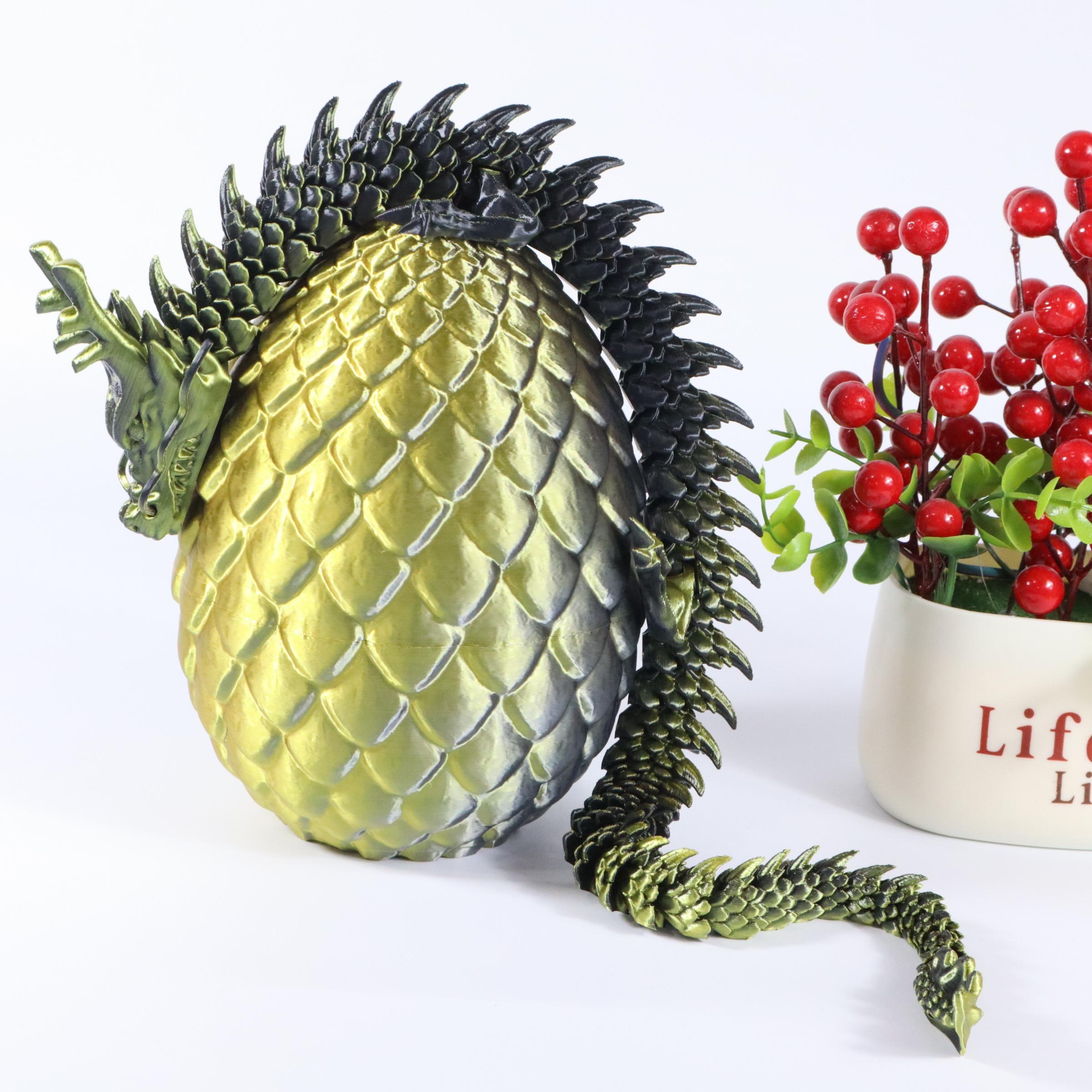 Game Of Thrones Dragon & Egg Decoration, 1 Count 3D Printed Dragon & 1 Count Egg Ornament, Stuffing Easter Eggs, Desktop Decoration for Home Office,Boys & Men gifts