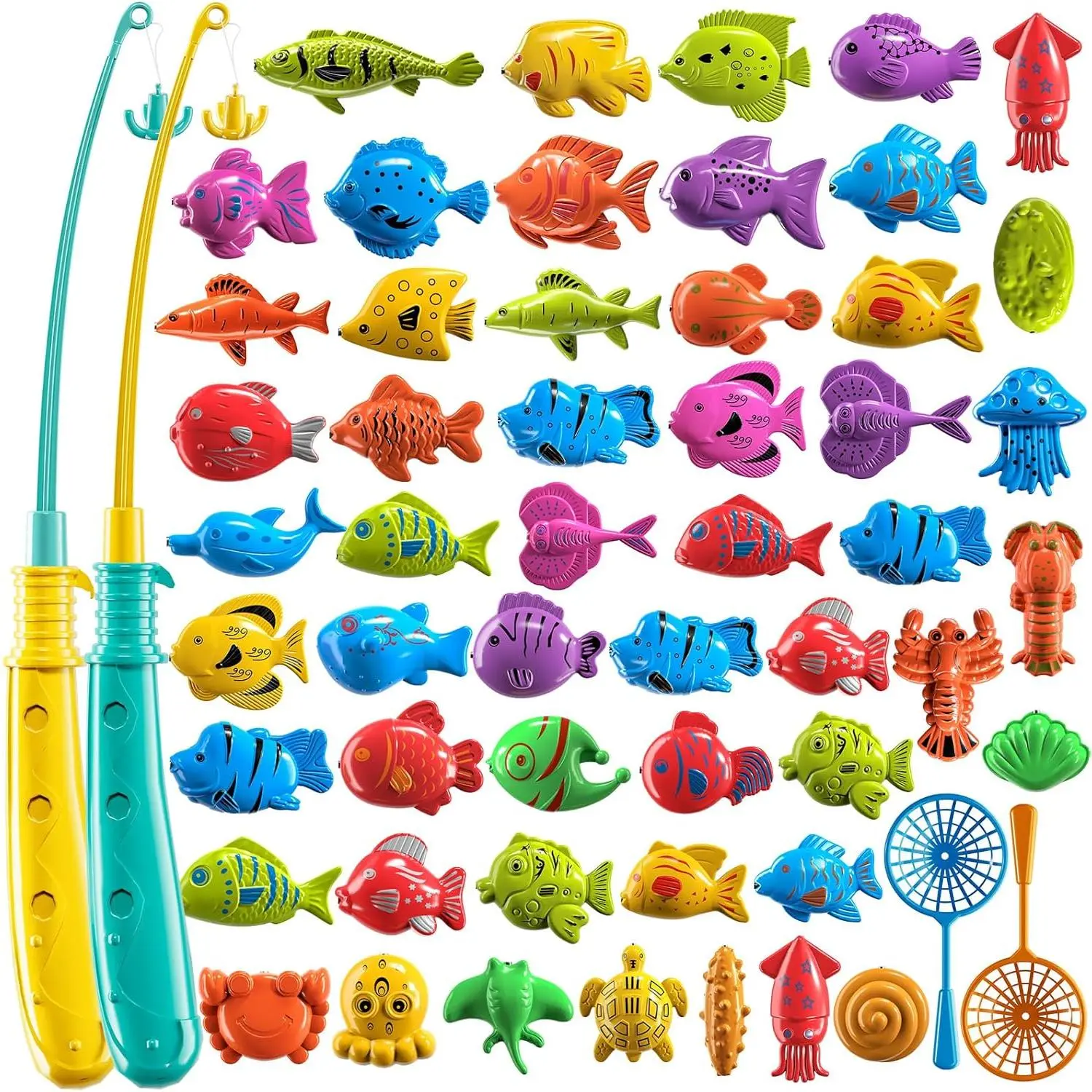 Fishing Toy Game for Kids 3 4 5 6 7 8 Years Old, 51 Fish Bath Playset for Toddlers, Toy Magnetic Rod and Fishing Net, Outdoor Water Toys for Kids Age 3-5, Party for Boy and Girlfidget toys