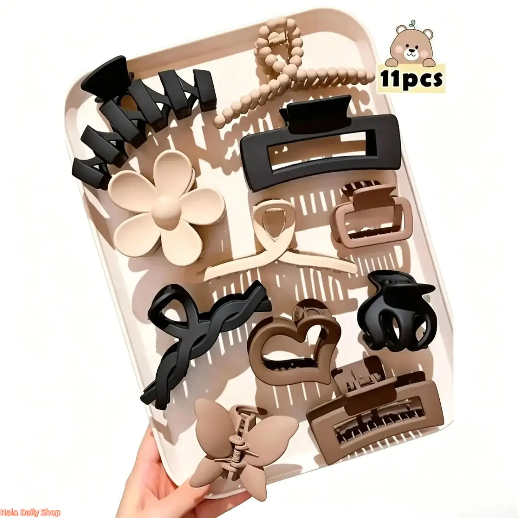 11Pcs Matte Hair Claw Set, Solid Color & Floral Claw Clips. Minimalist style hair accessories for women, non-slip with strong hold, great for thick hair. Lightweight multi-use clips, ideal for casual hairstyles and daily outfits.