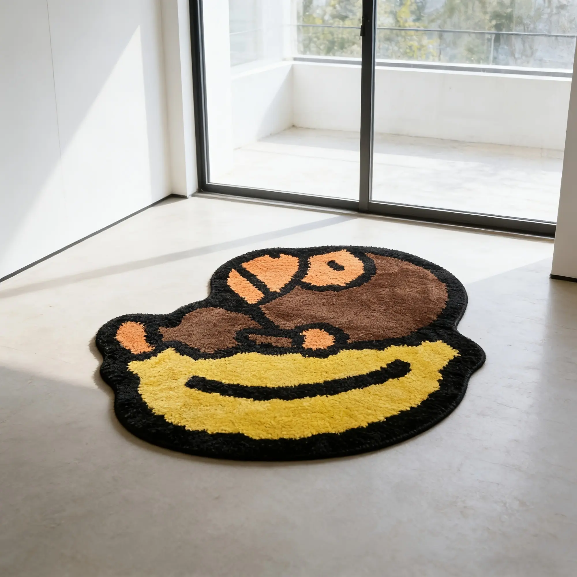 Cute Monkey Banana Pattern Rug, Fun Cartoon Design, Soft Comfortable Blanket, Perfect Halloween Gift, Ideal for Living Room and Bedroom