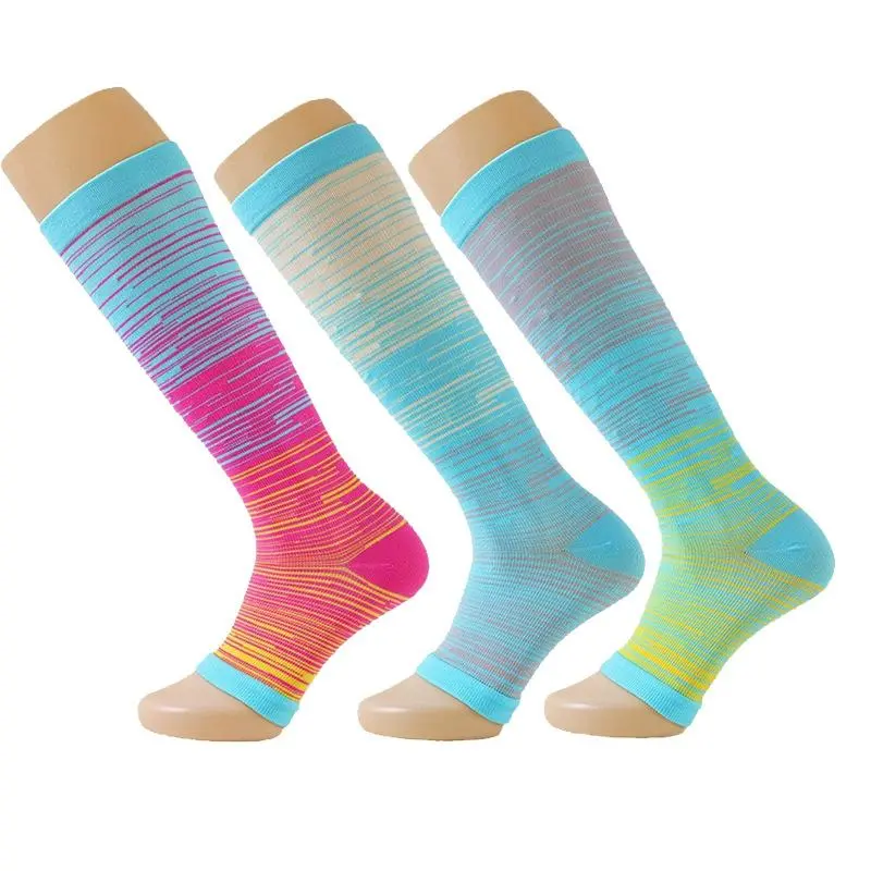 3 Pack Open Toe Compression Socks for Women & Men, Toeless Knee High Support Stockings, Ideal for Circulation, Nurses, Pregnant Women, Travel