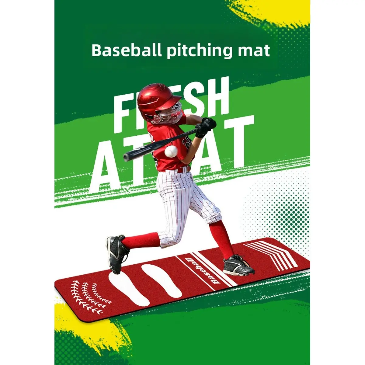 Baseball training mat, non-slip, wear-resistant, shock-absorbing, for baseball and softball outdoor throwing and hitting training