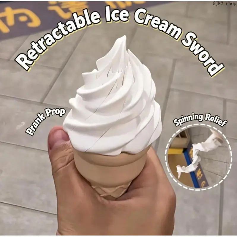 3D Printed Retractable Ice Cream Deformable Sword Fidget Toy Stress Relief Prank Prop