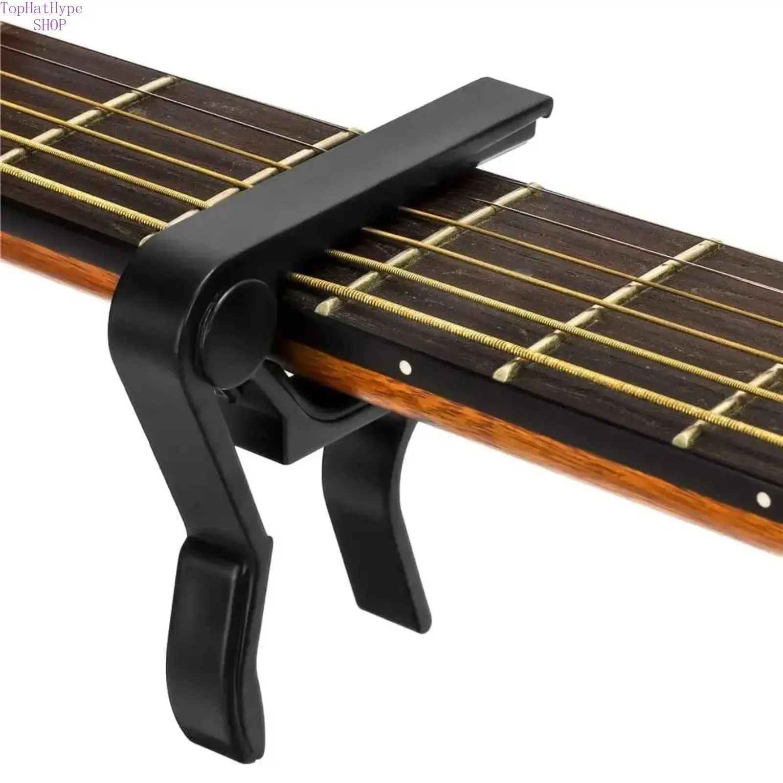 Black Guitar Capo - Cap for 6-String Acoustic, Electric Guitars, Bass, Mandolin & Ukulele