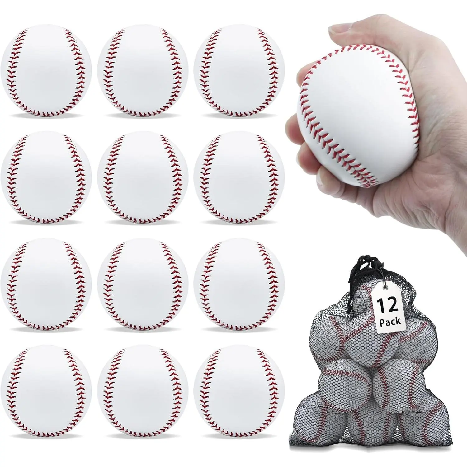 Practice Baseballs Unmarked Soft Rubber Core Baseball