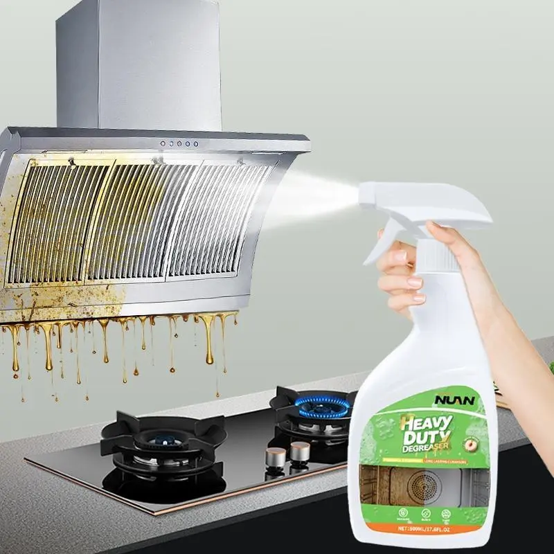 NUAN Heavy-Duty Degreaser Spray - 500ml Kitchen Cleaning Supplies, Liquid Grease Remover, Powerful Cleaning Solution for Ovens, Stovetops, Multi Purpose Cleaning & Oven & Grill Cleaner