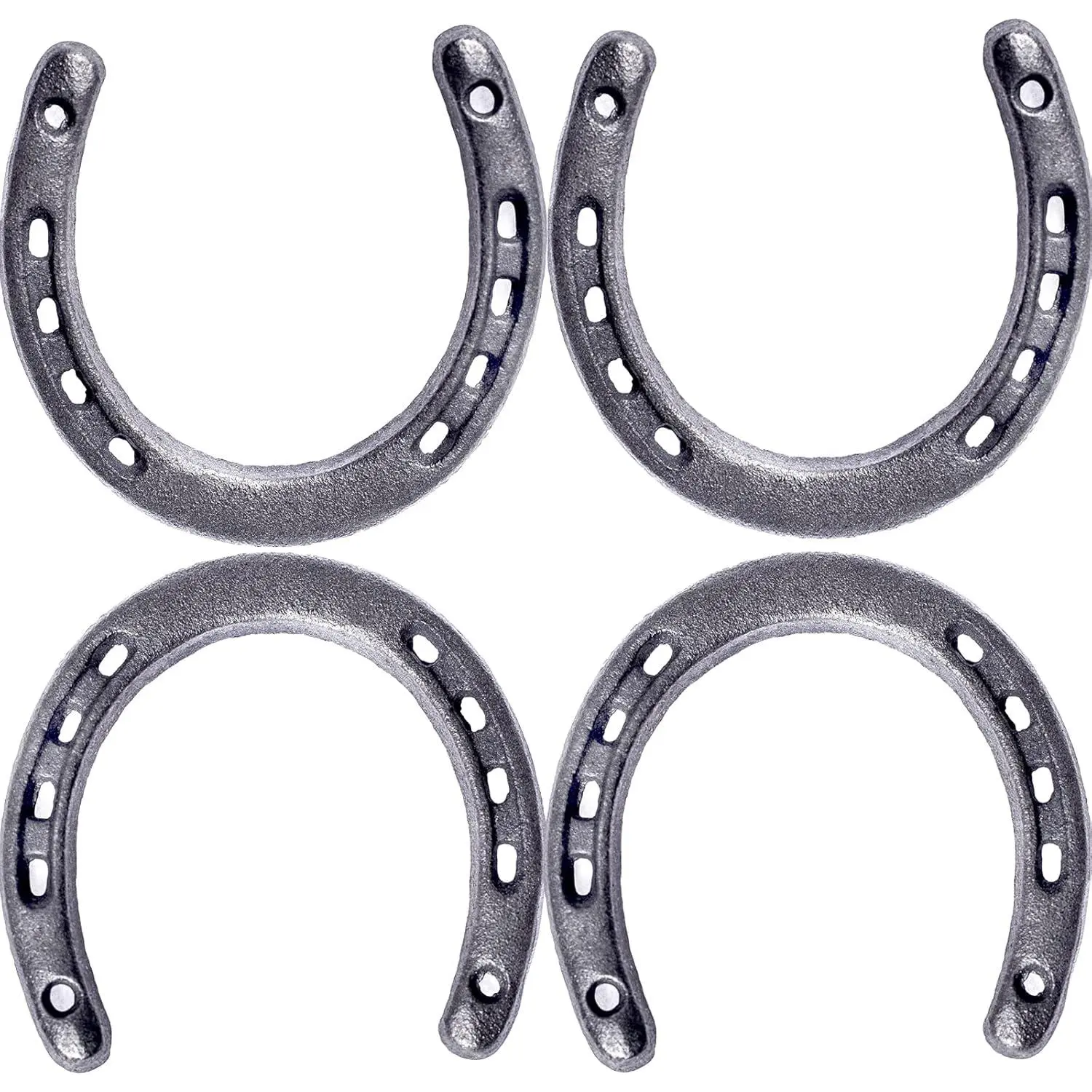 4PCS Cast Iron Horseshoe, for Good Lucky, Durable Cast Iron Medium Horseshoe 5 Holes On Each Side for Wall Hung