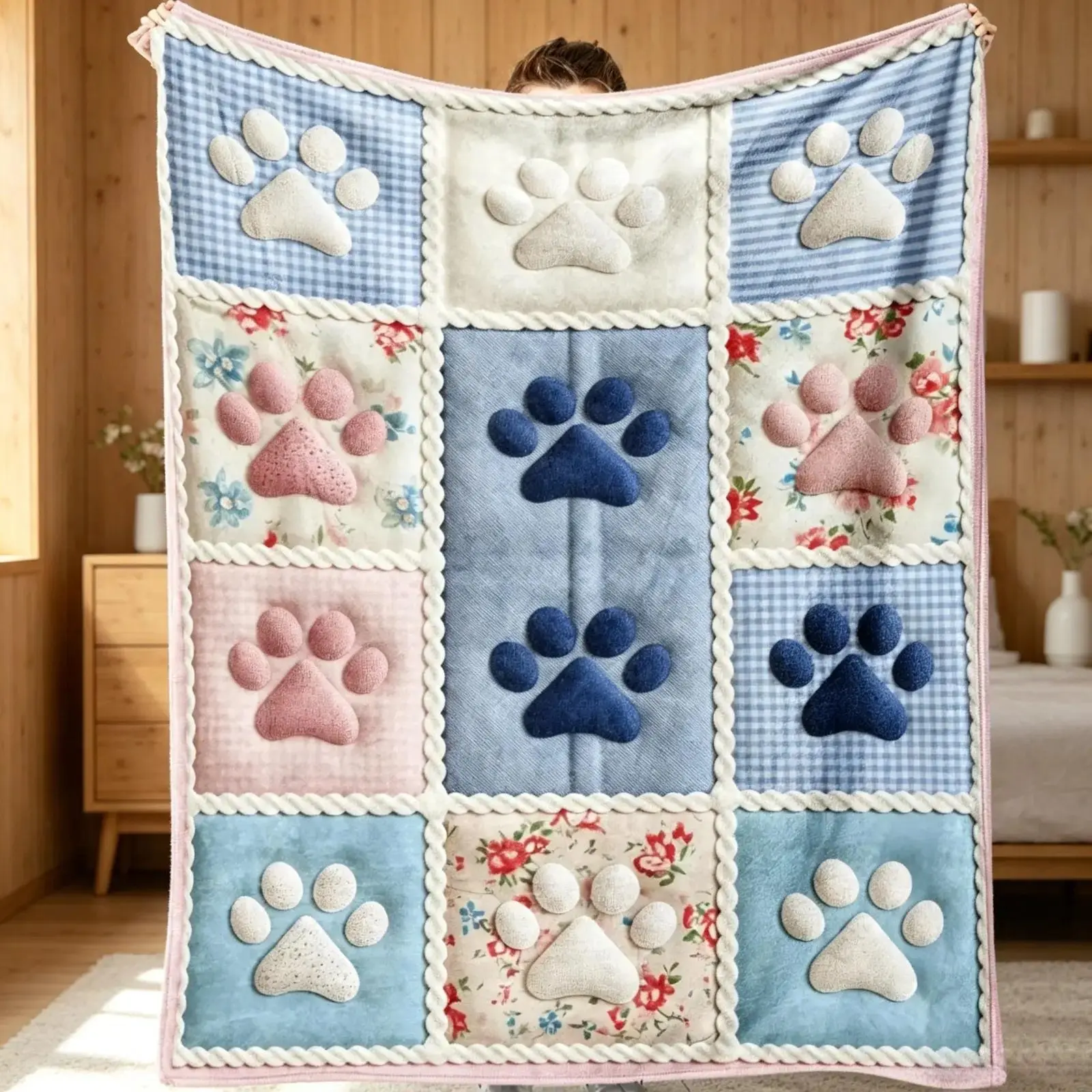 Classic Soft Flannel Printed Pet Throw Blanket - Ultra-Soft Warm Lightweight Sleeping Mat for Dogs,Cats, Portable for Home/Travel Indoor Use, Matches Cooling Blankets,Pillows,Couch Covers, Birthday Christmas Gift for Pet Lovers