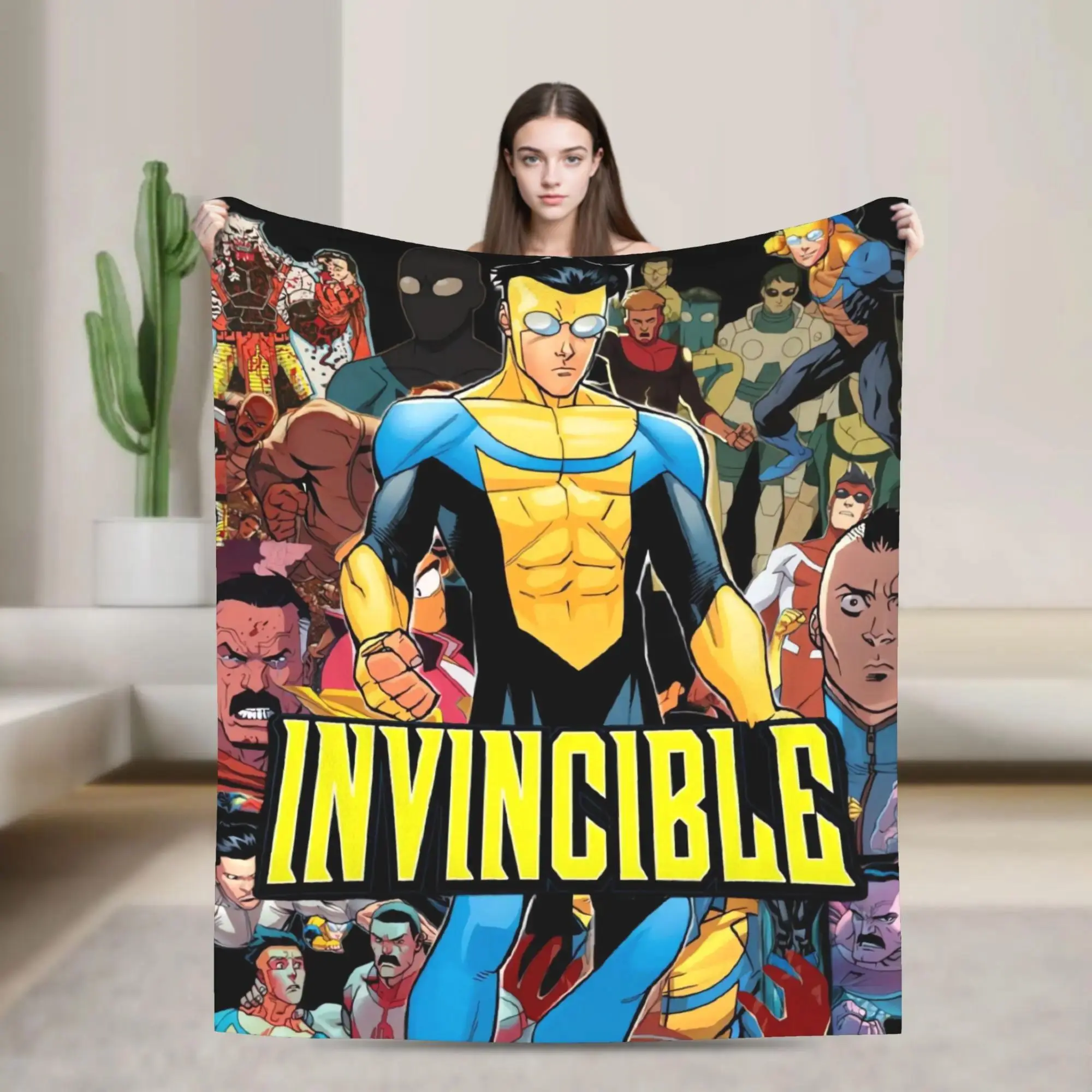 Anime Invincible Hero Collage Blanket Quality Warm Throw Blanket Winter Travel Office Home Decor Pattern Bedspread