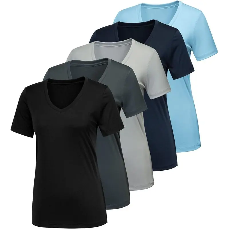 5/7 Pack Workout Shirts for Women, Moisture Wicking Quick Dry Active Athletic Women's Gym Performance T Shirts