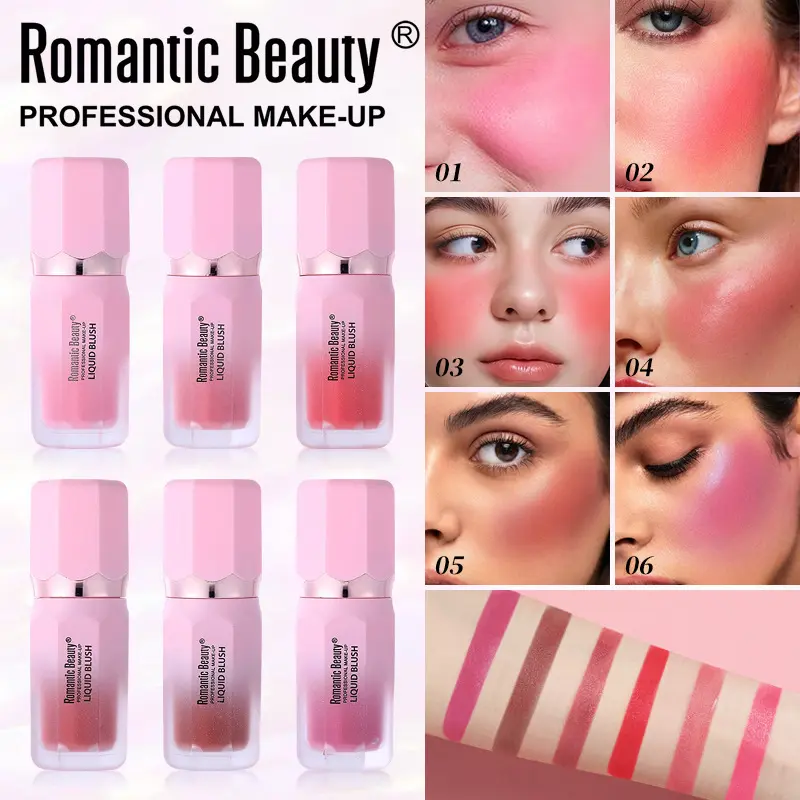 Liquid blush in pink tones, multi-use shimmer blush stick, brightening matte blush, long-lasting natural makeup