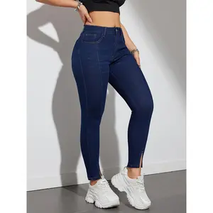 Slim Fit Straight Jeans, Washed in Blue with Basic Pocket, Versatile Denim Pants, Jeans and Women'S Clothing