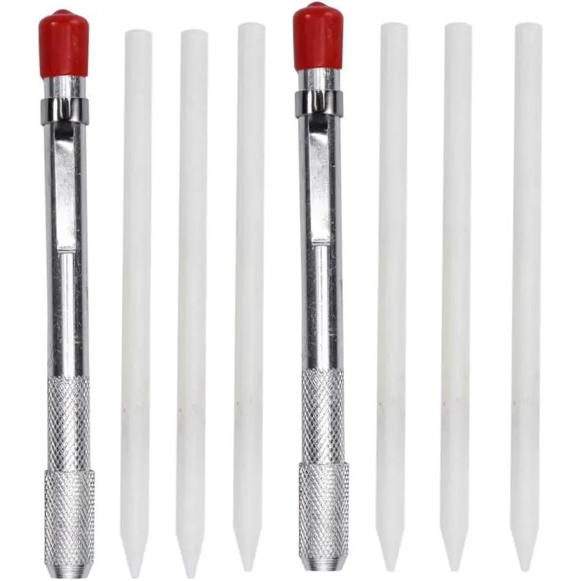 2 Round Soapstone Holders with 6 Refill Soapstone Pens, Welding Markers for Welders, Removable Markings on Steel & Aluminum Home Organizer Accessory