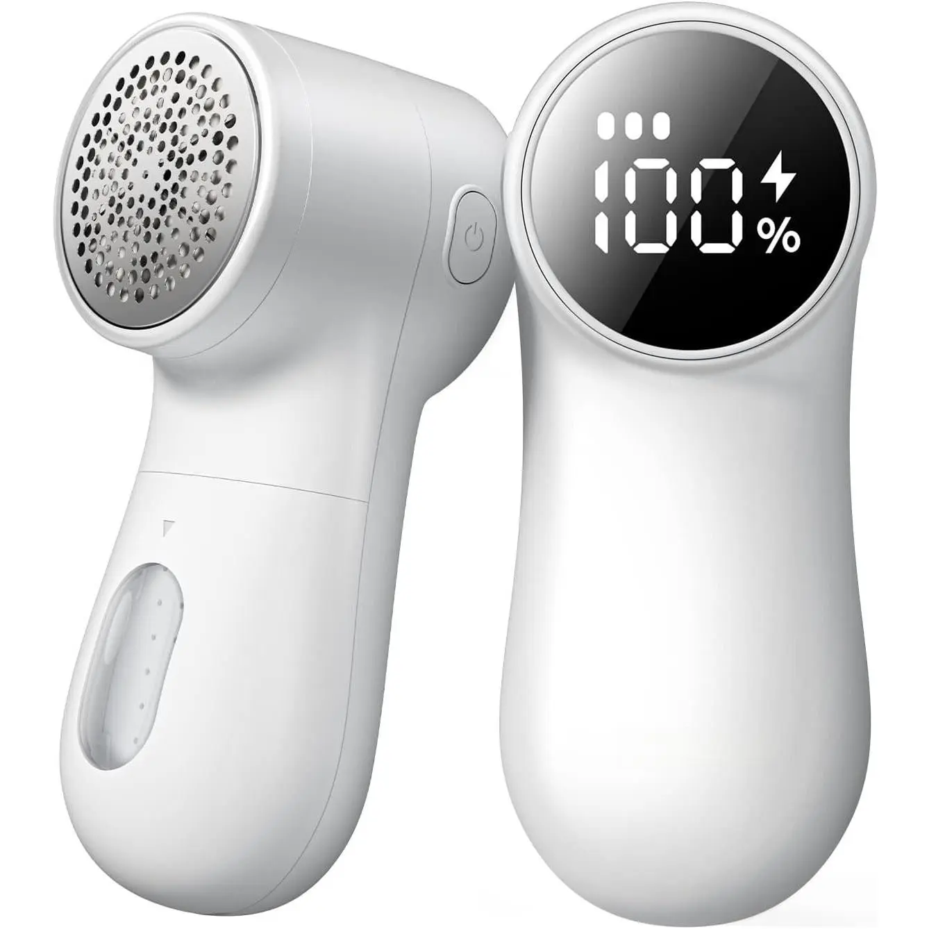 Fabric  Rechargeable Lint Remover 3 Speeds Sweater Defuzzer, Cute Digital Screen Large Storage 6-Leaf , Fuzz Pills Bobbles Trimmer for Clothes Furniture Bedclothes White 1 count