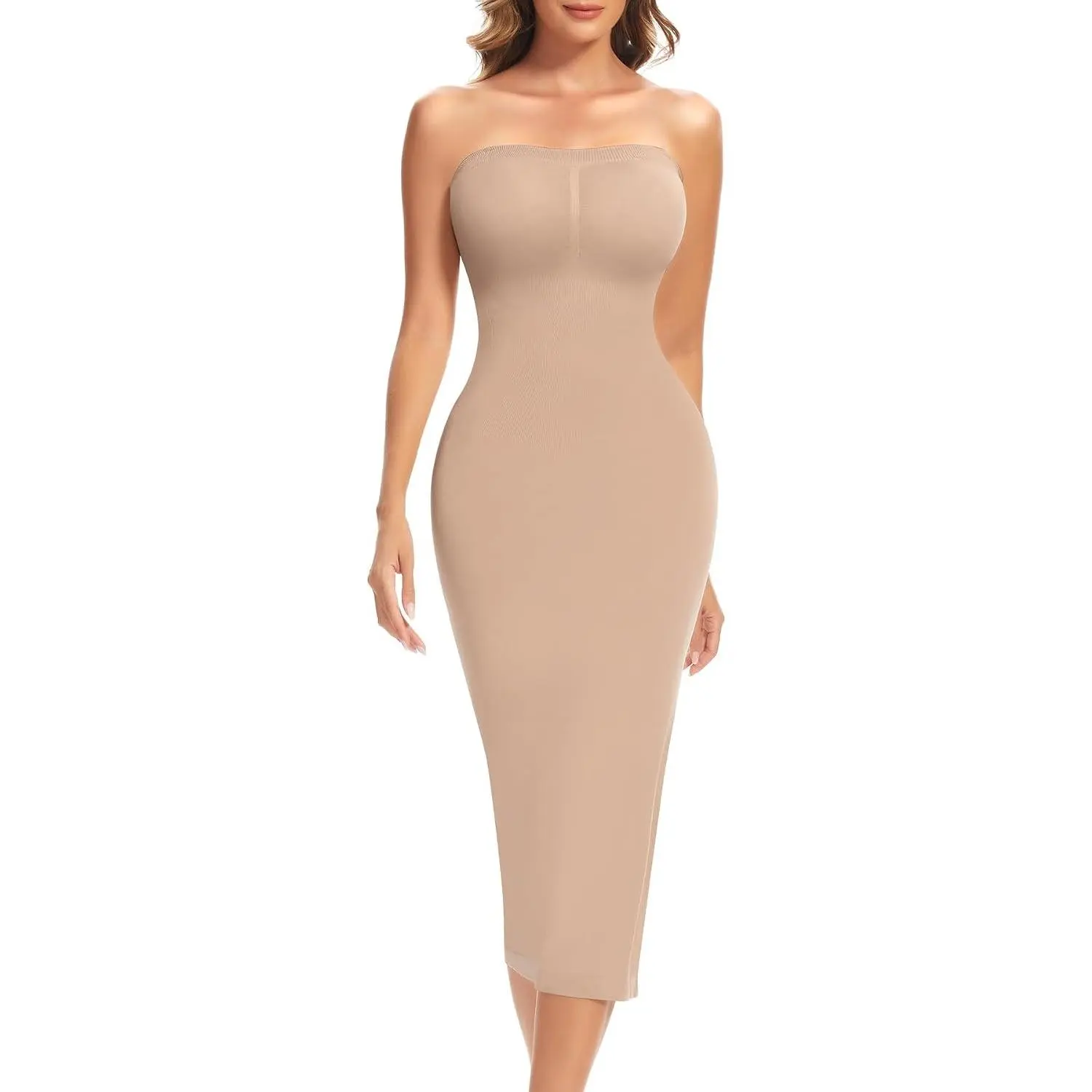 Slip Dress for Women Full Slip for Under Dresses Shapewear Tummy Control Long Slip with Back Slit