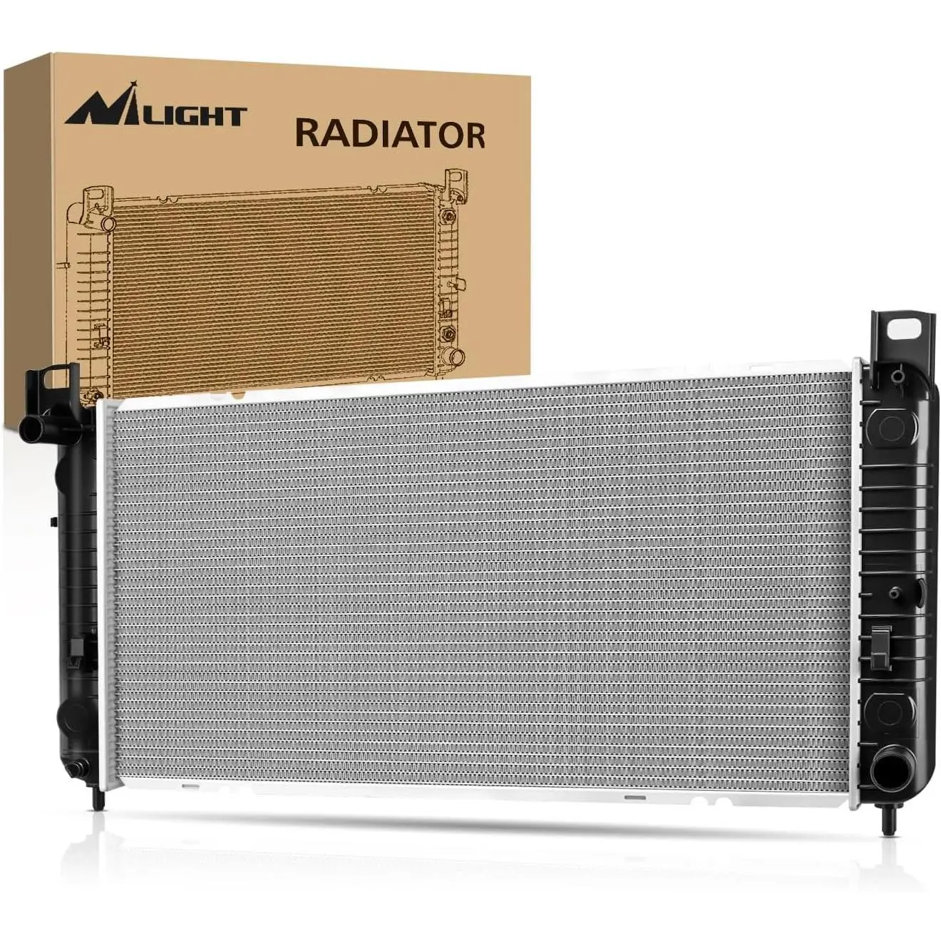 Nilight 1x New Complete Radiator - 100% Leak Tested, Increases Boiling Point, Maintains Pressure for Chevrolet Silverado 2500, GMC Sierra 2500 (1999-2000 V8 6.0L), Avalanche 1500 (2002-2004) with Manual Transmission Without Engine Oil Cooler