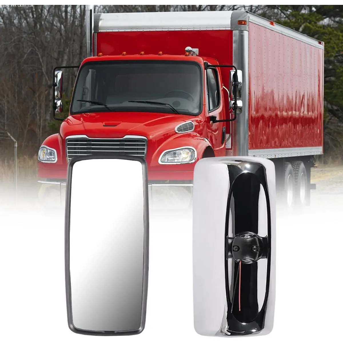 Chrome Door Main Mirror Replacement for Freightliner M2 2004-2016, Side View Rear View Mirror for Freightliner Columbia 100 106 112 114 Semi Truck Accessories