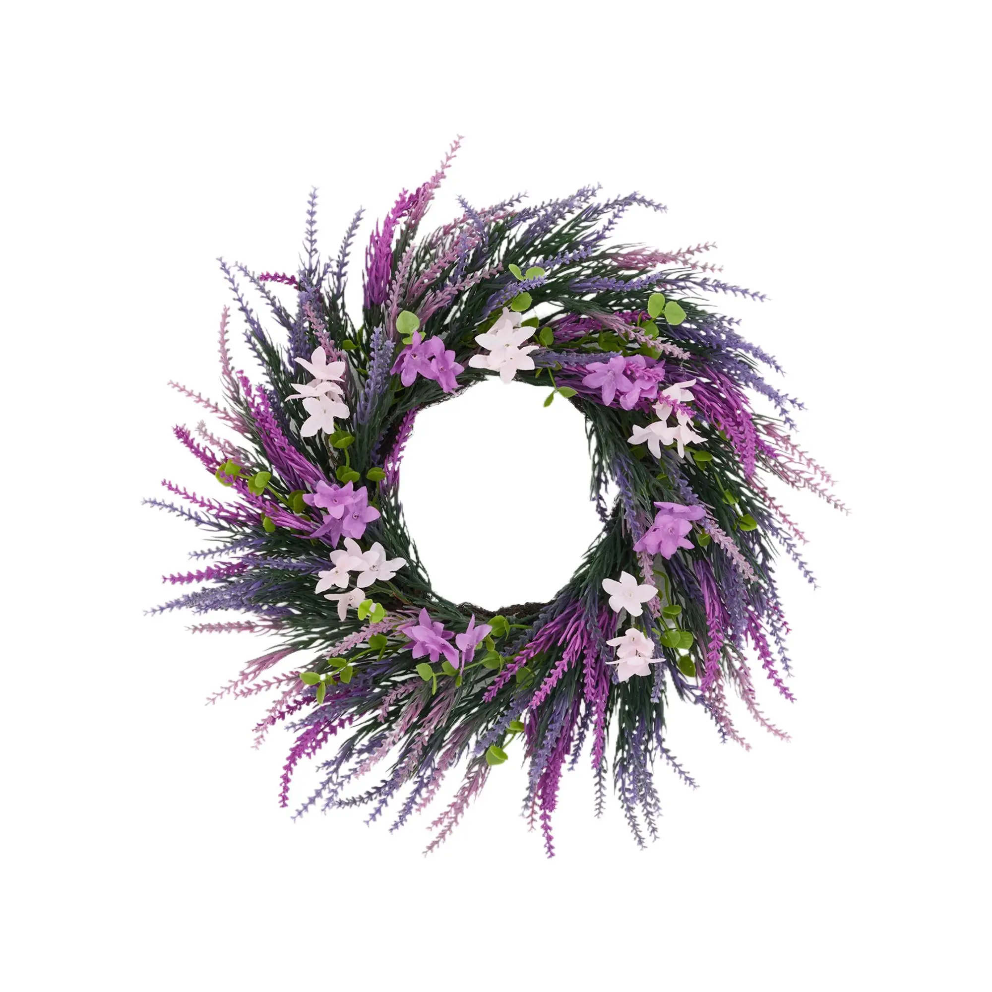Lifelike 20 Inch Artificial Lavender Wreath for Front Door – Spring Wildflower Floral Decor