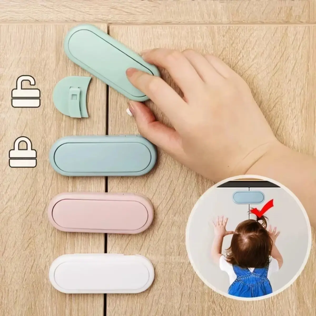 5-Pack Invisible Metallic Cabinet Locks - Anti-Pinch Latches for Doors, Drawers, Wardrobes (Bag Accessories for Luggage & Bags Organization), 1-3Cm Deviation, Childproof
