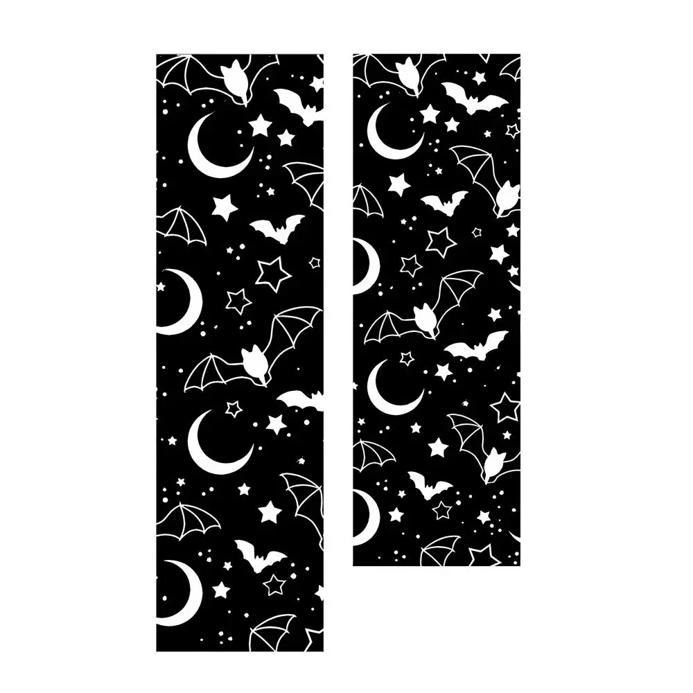 Halloween Star Moon Bat Night Sky Print Silicone Watch Band, Multi-Hole Adjustable Quick Release Replacement Strap