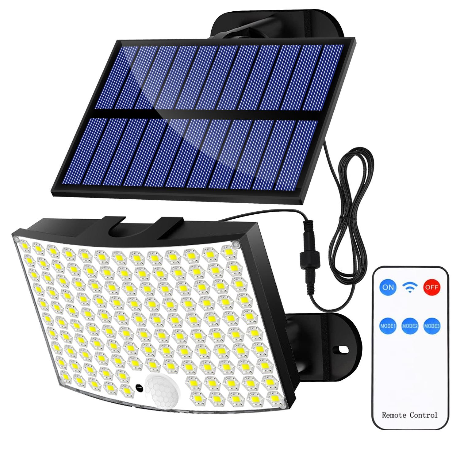 128LED solar light, outdoor garden light, remote control split unit, household use, motion sensor, outdoor light