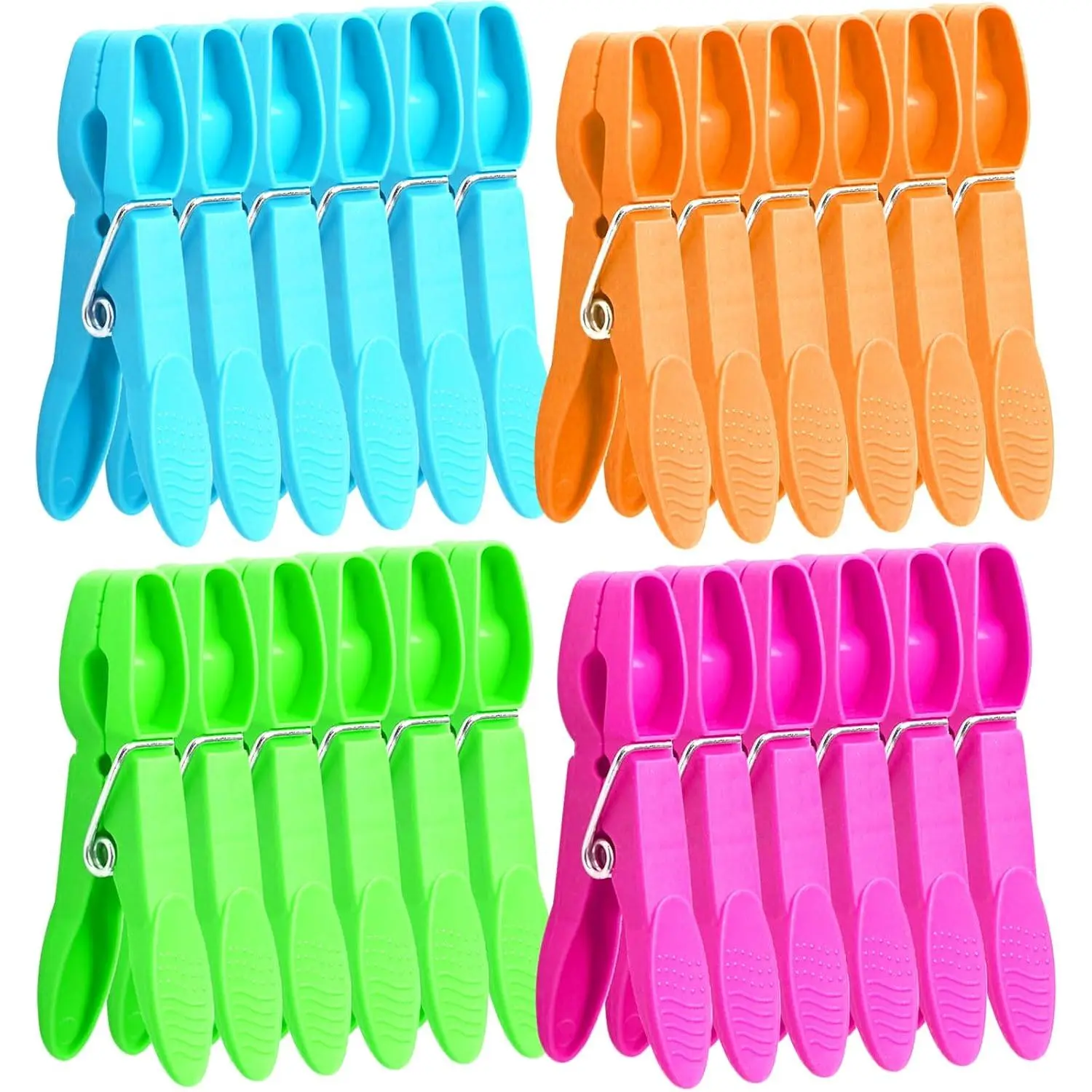 Colorful Plastic Clothespins, Heavy Duty Laundry Clothes Pins Clips Pegs, Drying Line Pegs Small Colored Clothes Pins for Outdoor, Clothesline Crafts Picture Clips  Package Clips, 24 Packs
