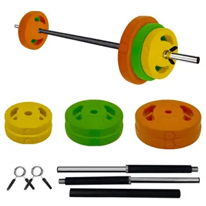 40 lbs Adjustable Barbell Weight Set for Home Gym, PU-Coated Durable & Floor-Friendly Weight Plates, Steel Bars, Clamp Collars, Foam Shoulder Pad for Customizable Resistance Training (Men & Women)