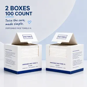 Two-Pack 100 Sheets Ultra-Soft Gentle Cleansing Daily Lightweight Biodegradable Disposable Facial Towels, Face Cleaning Towel, Oil Control Acne Skin Friendly, Elderly Children Sensitive Skin, Facial Cleansing Pads