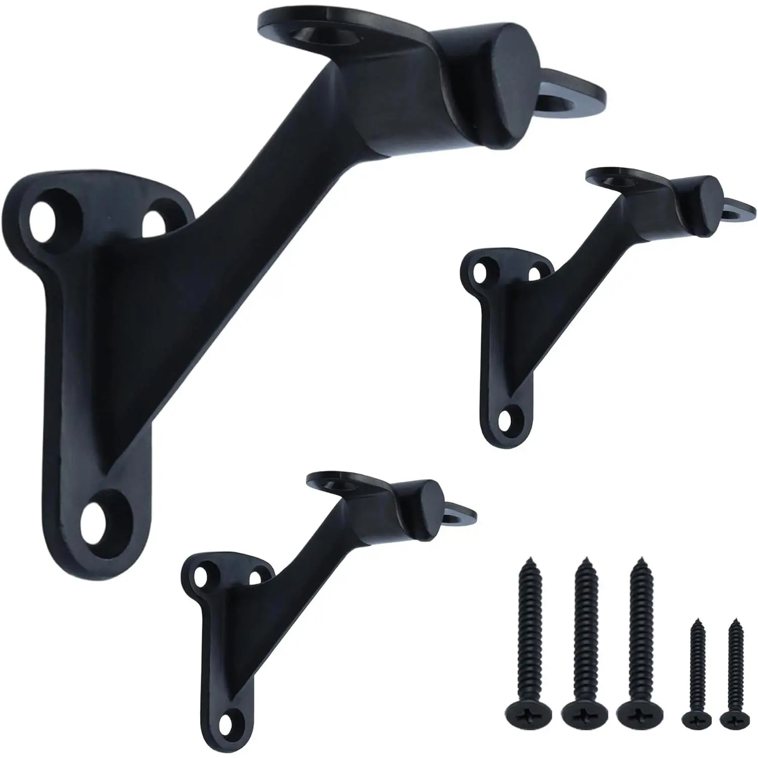 3" Black Hand Rail Bracket,3 Pack 304 Stainless Steel Heavy Duty Handrail Stair Brackets with Screws for /Office
