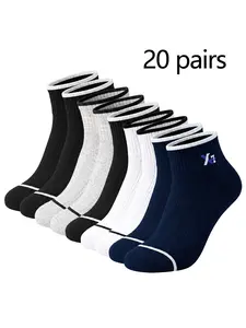 1/5/20 Pairs Unisex Mesh Breathable Ankle Socks, Minimal X Letter Embroidery Premium Cotton Blend Low Cut Socks, Soft Stretch Wear Resistant Anti-Odor Athletic Socks for Basketball Cycling Hiking Fitness Daily Wear