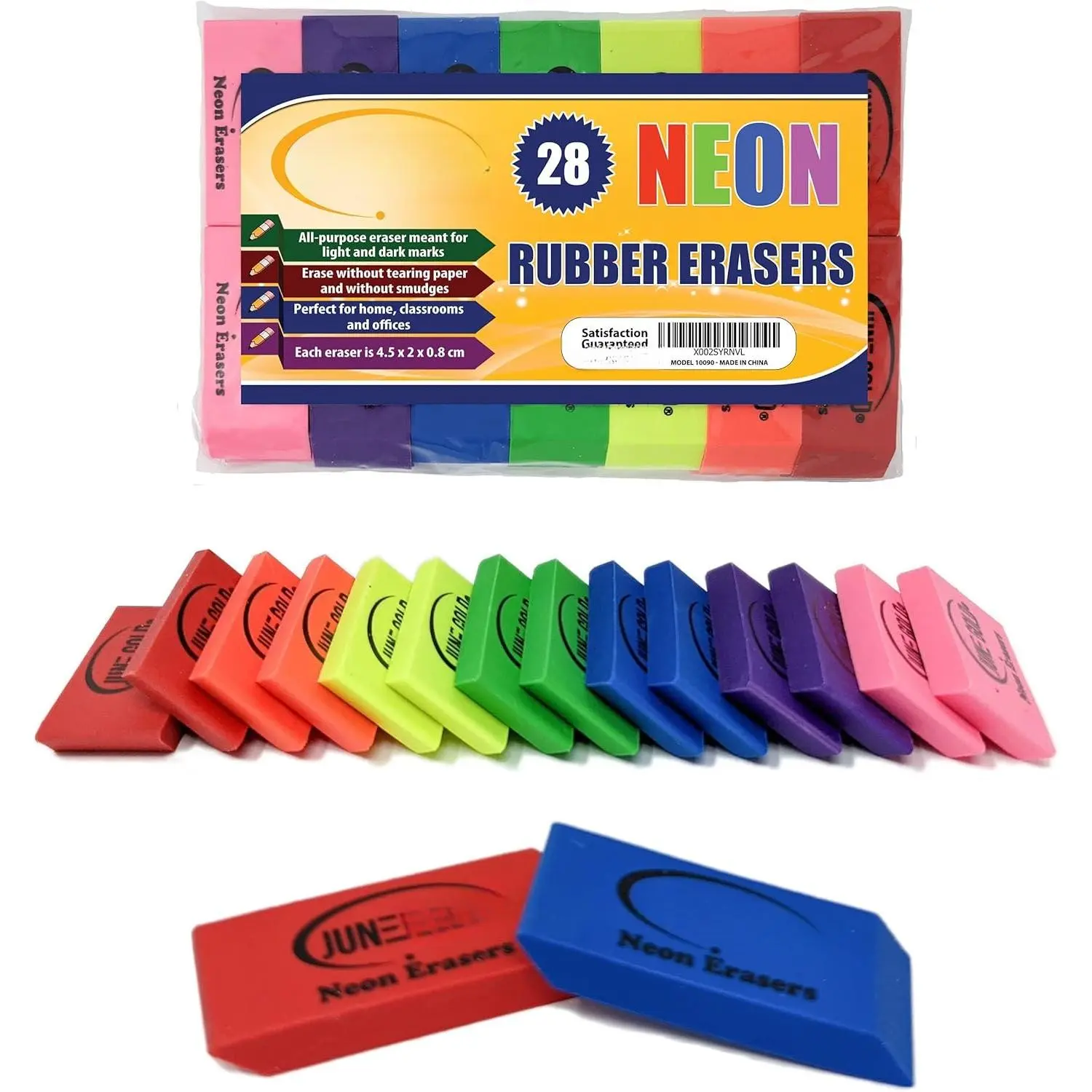 10 Large White Vinyl Erasers
