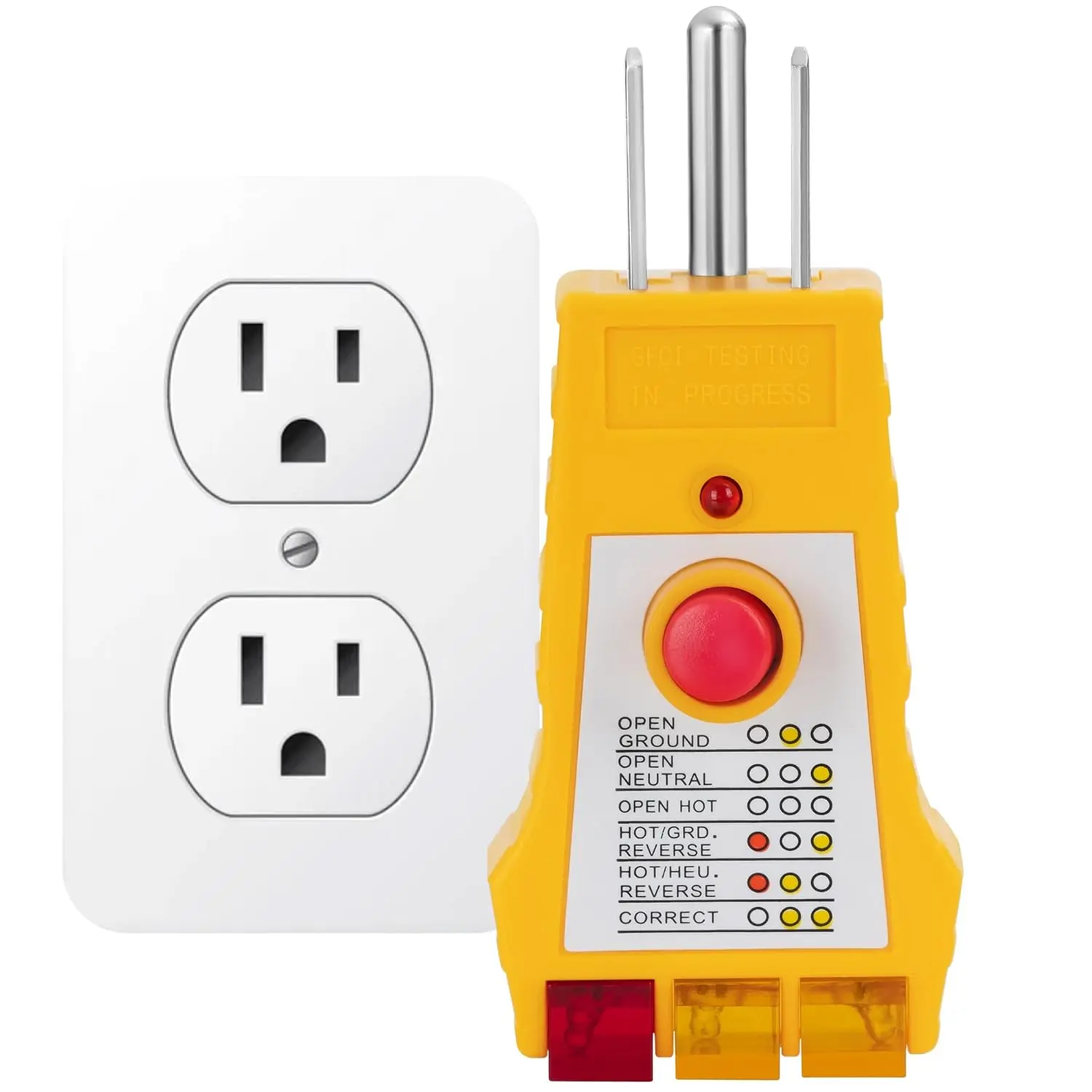 Grounding Outlet Tester Earthing , Electric Outlet Testing Plug in, GFCI Test, Receptacle and Plug Testers, Circuit, Ground, GFCI Outlet, Socket Power Check