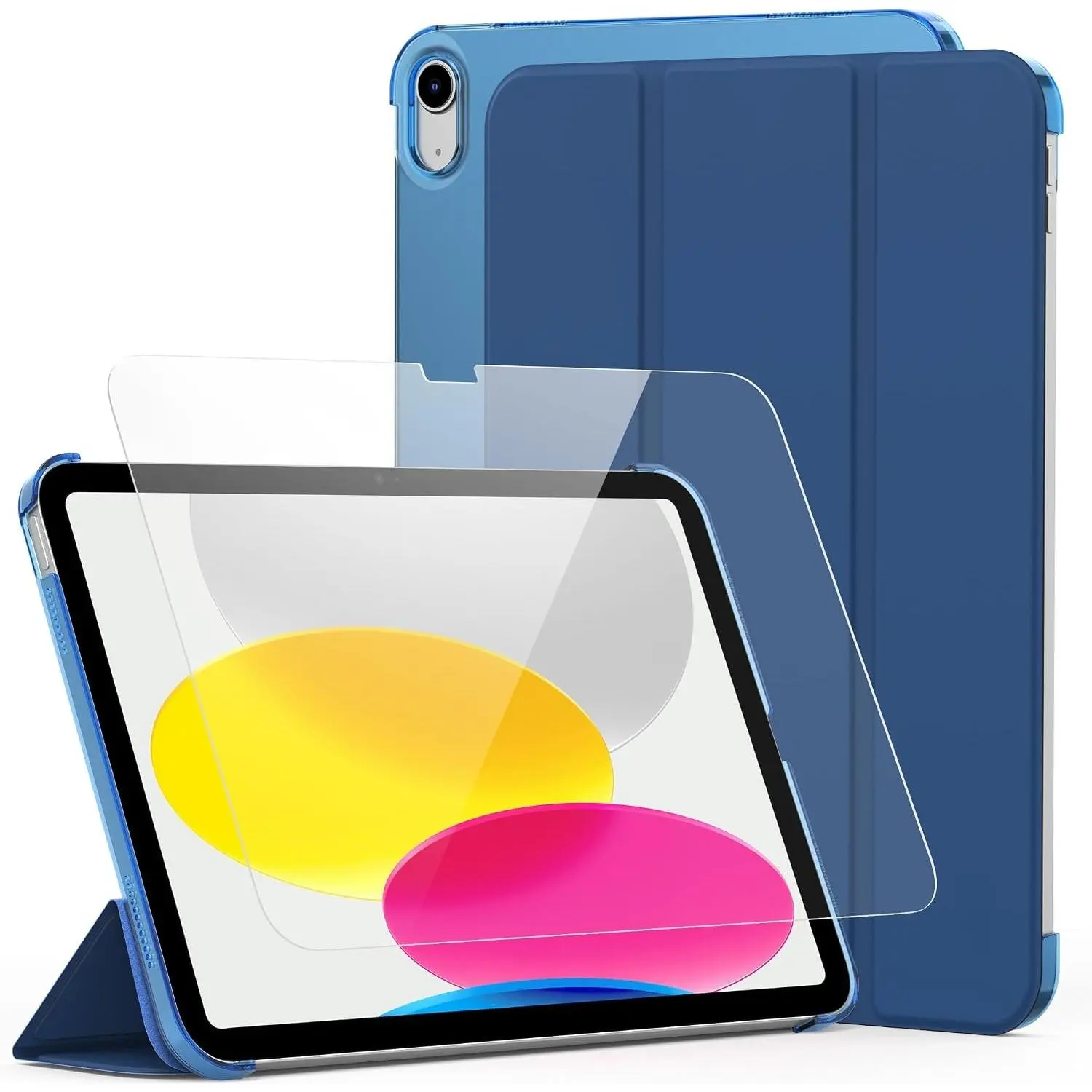 Case for iPad A16 11th/10th Generation + Screen Protector, Dark Blue