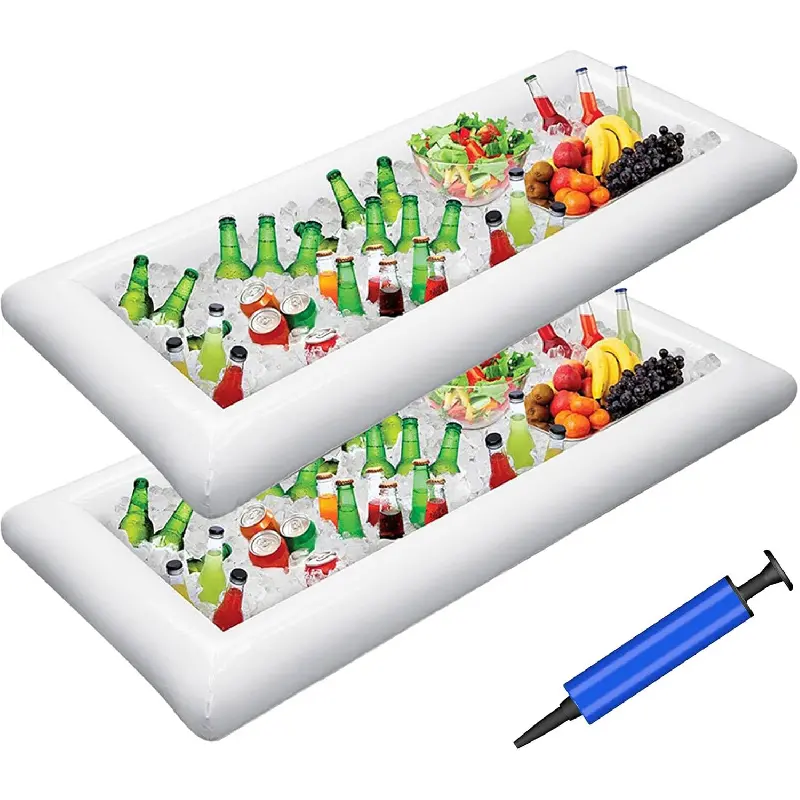 Inflatable Serving Bars Ice Buffet Salad Serving Trays Food Drink Holder Cooler Containers Indoor Outdoor BBQ Picnic Pool Party Supplies Luau Cooler w Drain Plugkb