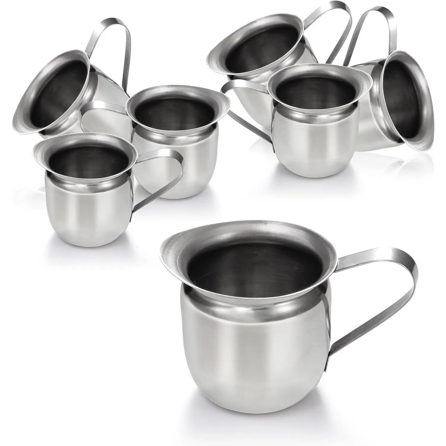 [6 Pack] 5 oz Creamer Pitcher - Stainless Steel Bell Creamers, Mini Cup Container for Serving Milk, Coffee Cream, Salad Dressing, Maple Syrup, For Restaurant, Cafes