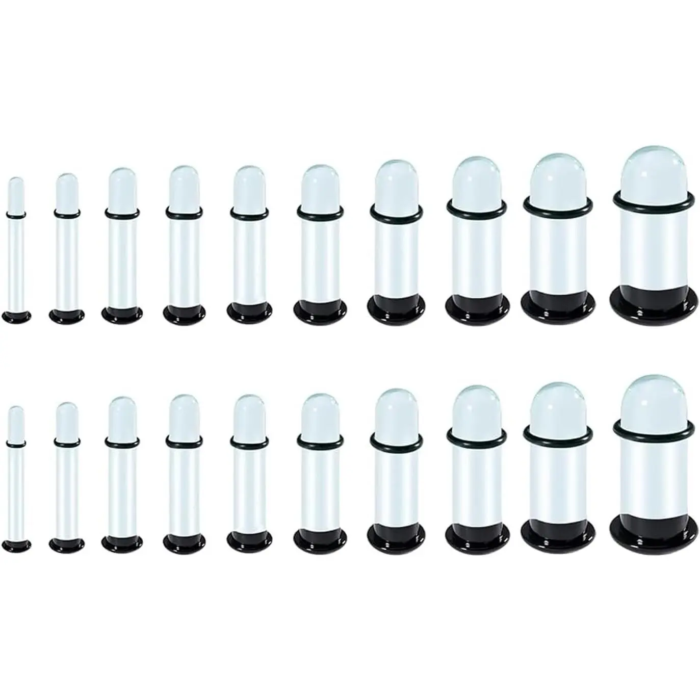 20PCS Glass Ear Stretching Kit,1.6-6mm Hypoallergenic Ear Gauge Plugs,Single Flare Plugs Glass Plugs,Body Piercing Jewelry Set for Piercing,Stretching & Ear Expanders