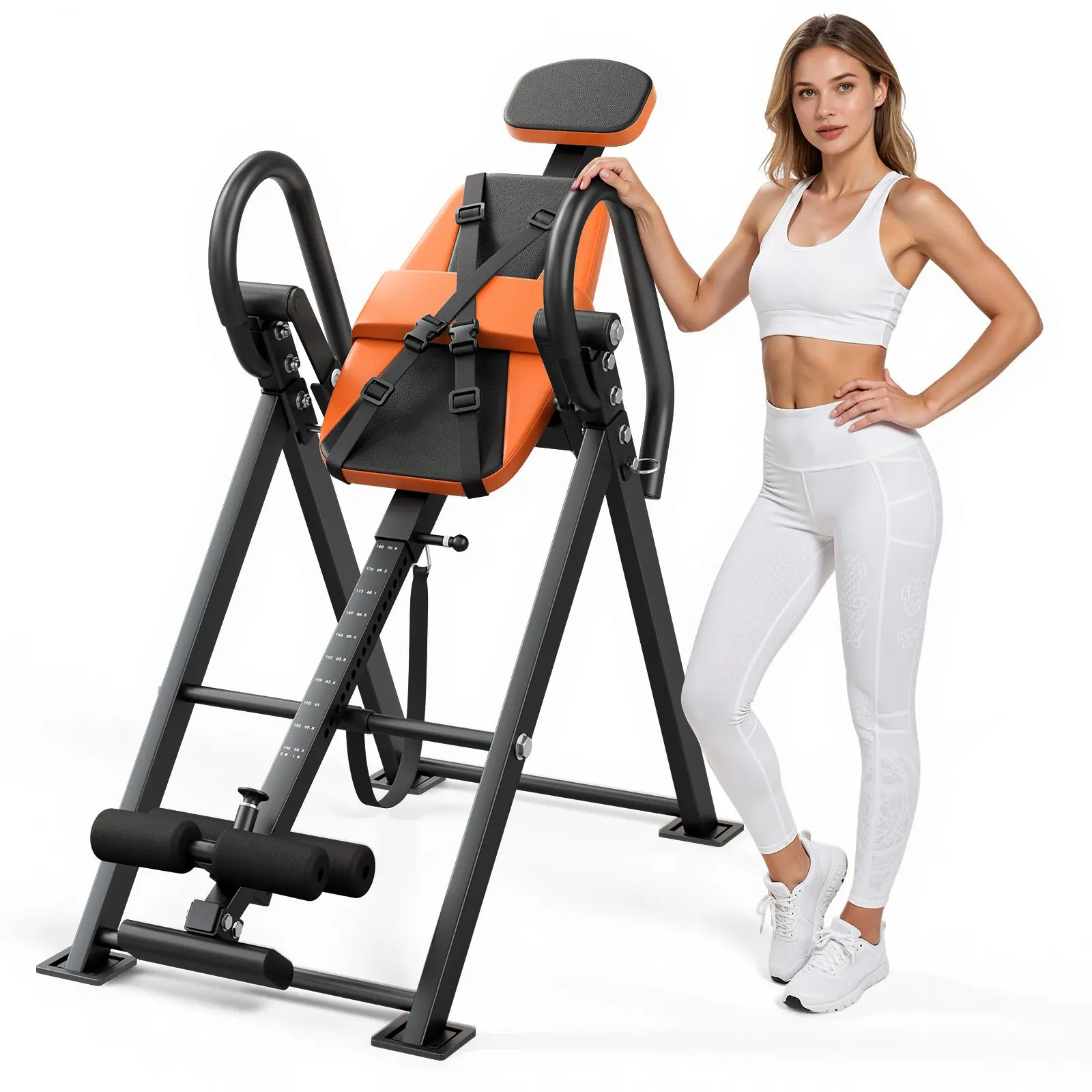 VEVOR Inversion Table, 300 lbs Capacity Heavy Duty Back Inverter Stretcher, Inverted Table with Dual-Roller Locking, Decompression Tables for Shoulders, Neck, Back, Multi-Angle Adjustable Tether Stra