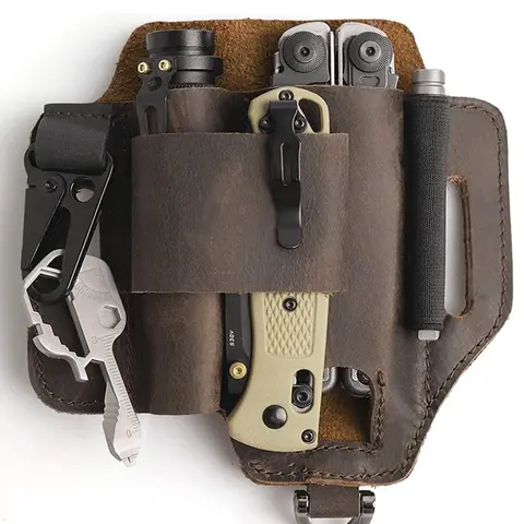 【Black Friday】Men's Casual Solid Color Genuine Leather Belt Bag, Multi-functional Waist Bag Multitool Kits for Fishing Hunting Foraging, Casual High-quality Daily Commuting Bag #GLOBAL PICKS