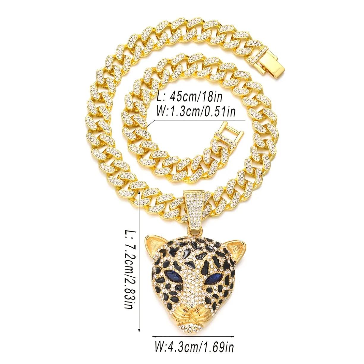 Black Panther Blue Eye Leopard Head Necklace VVS Moissanite Iced Out Cuban Chain Hip Hop Streetwear Jewelry for Men Dominant Style Gift