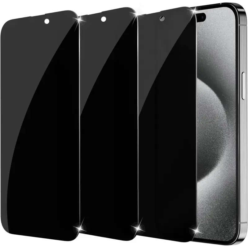 3-Pack Anti-Spy Tempered Glass Privacy Screen Protectors for iPhone 17/16/15/14 Pro/14/13 Pro Max/Plus (6.1in), Smartphone Accessories with Sensor Protection, Touch Sensitivity, Bubble-Free Application, 9H Hardness, Iphone 14 Pro, Cellphone, Protective