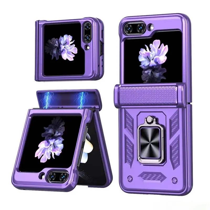 Compatible with Z Flip8/Z Flip7, Z Flip6, Z Flip5, Durable Anti Drop Protective Phone Case with 360 Degree Rotating Stand HNZ0140