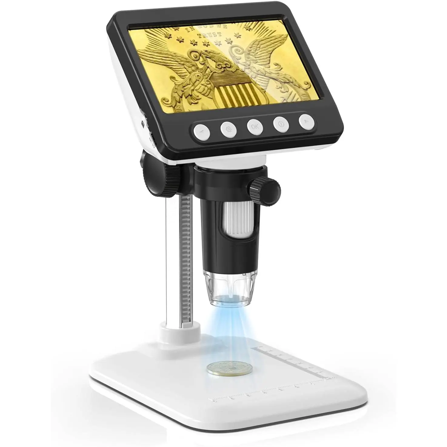Microscope, 4.3" LCD USB Digital 1000X 1080P  Magnifier | 8 Adjustable LED Lights, PC View Compatible with Windows/MacBook for Adults