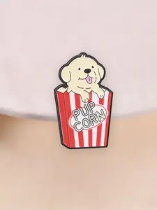 Cute Golden Retriever Puppy Enamel Pin, Fun Popcorn Bucket Design Badge, Fashion Accessory for Bags, Best Gift for Dog Lovers