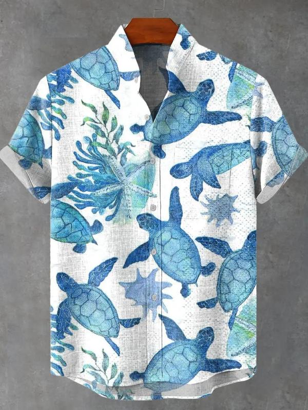 Kyn Apparel Men's Short Sleeve Summer Shirt Fishing Fans Fashion Clothing Fish Print Comfortable Linen Fabric Top New Collection