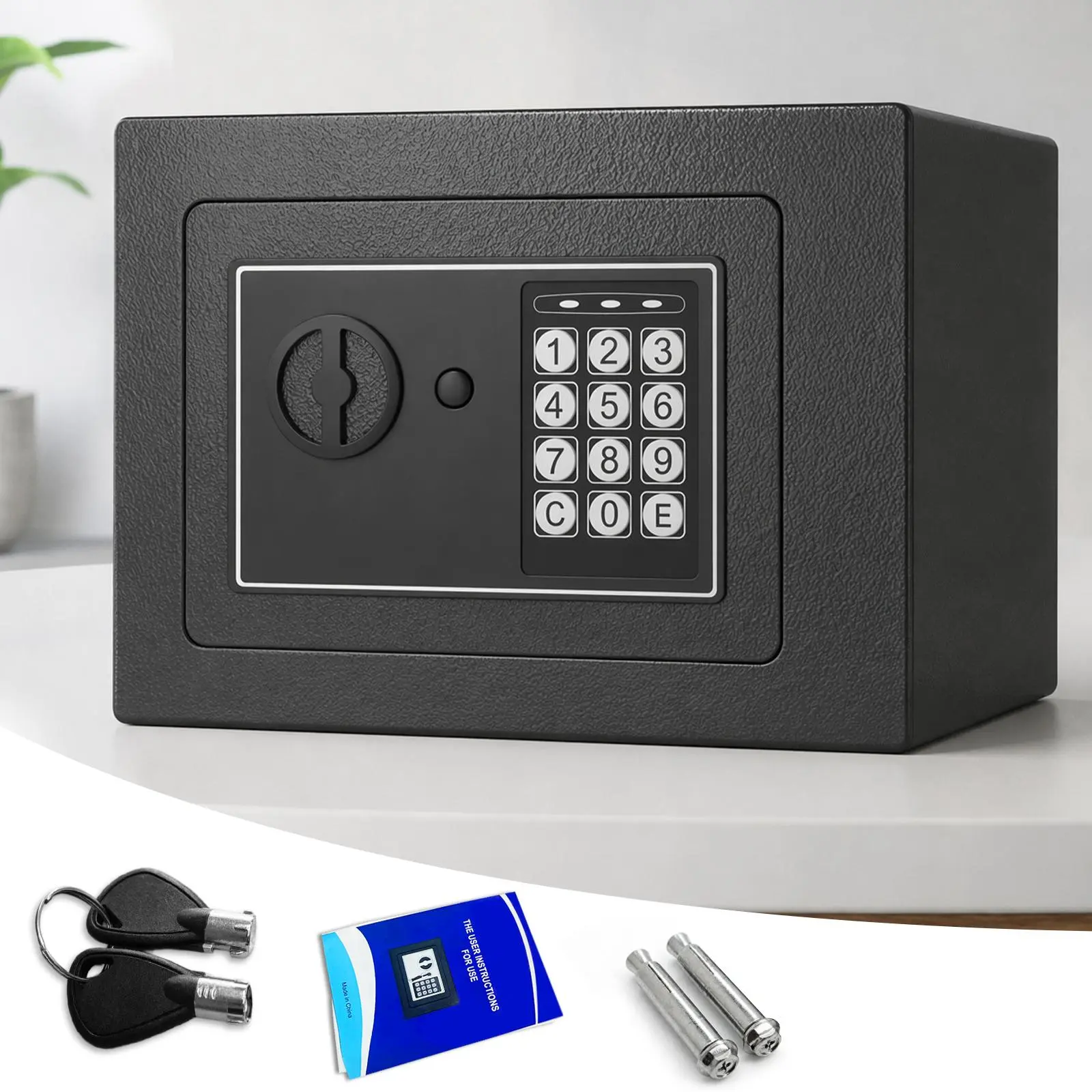 Box, Fireproof and Cabinet Lock Box with Keypad Keys, Pre Drilled Holes, Stainless Steel Security Box, Metal Storage Box Depository, Easy Installation for Jewelry