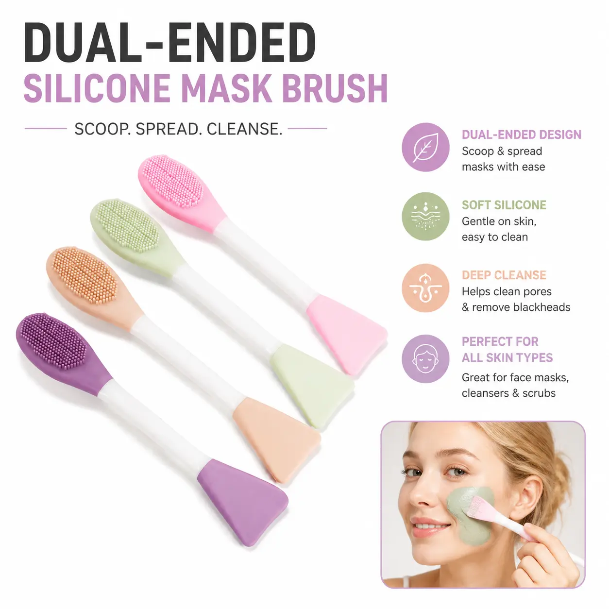 Dual Pore Cleansing Brush for Blackheads Removal & Face Scrubber, Gentle Exfoliation.Deep Pore Cleaning Massager-YY0