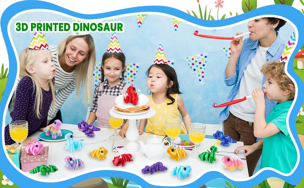 24 Pcs 3D Printed Articulated Dinosaur Animals Set, Flexible Fidget Toys Mini Figurines for Kids Party Favors, Birthday Rewards, Desk Decor & Office Pets